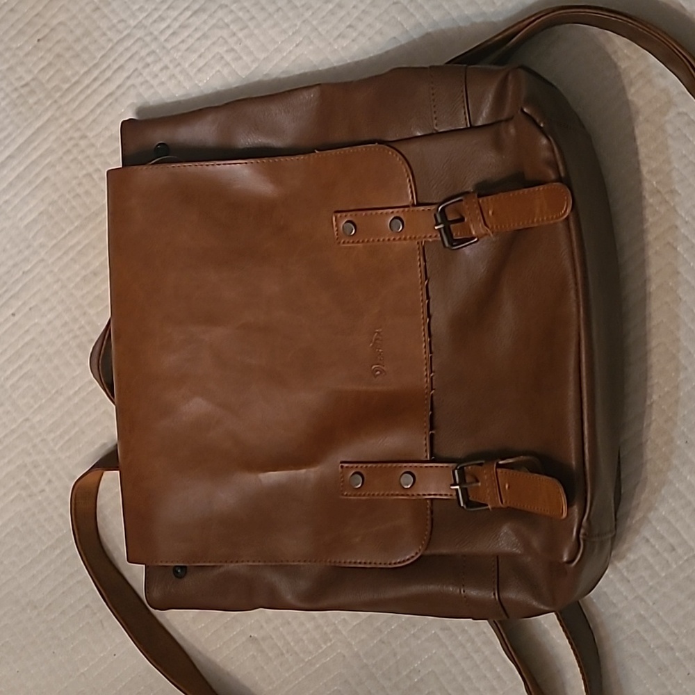 Zebella Genuine Leather Backpack – Tan Brown, Buckle Flap Style
